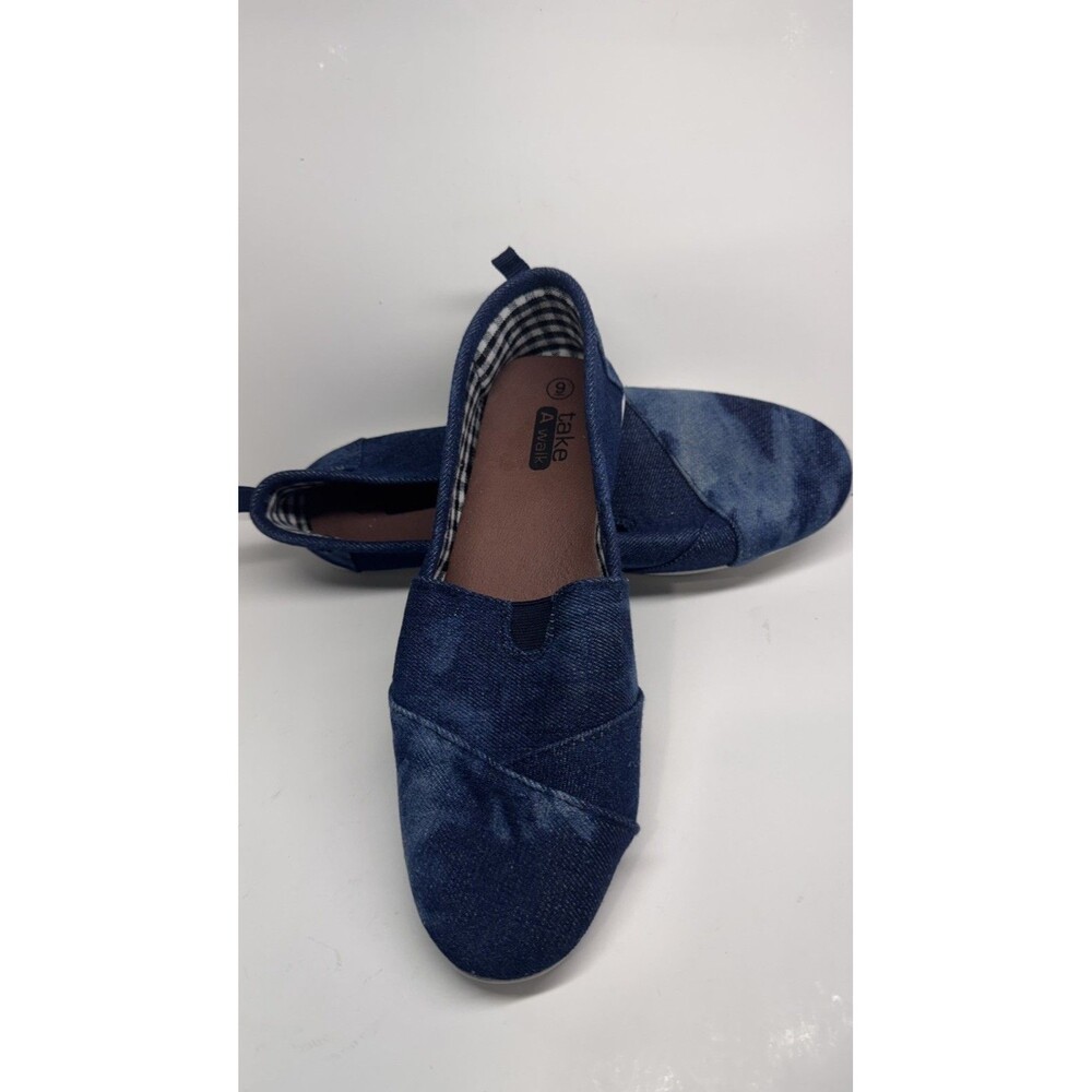 Take A Walk Denim Slip On Fashion Sneakers Washed Blue Flats Women's Size 9 - Picture 4 of 4